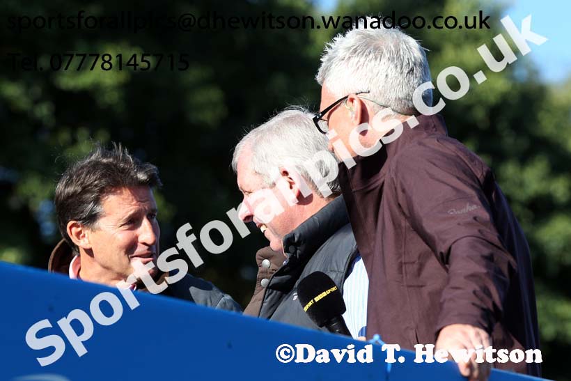 Sir Sebastian Coe, Brendan Foster and Jonathan Edwards before the start of the BUPA Great North Run. Photo: David T. Hewitson/Sports for All Pics